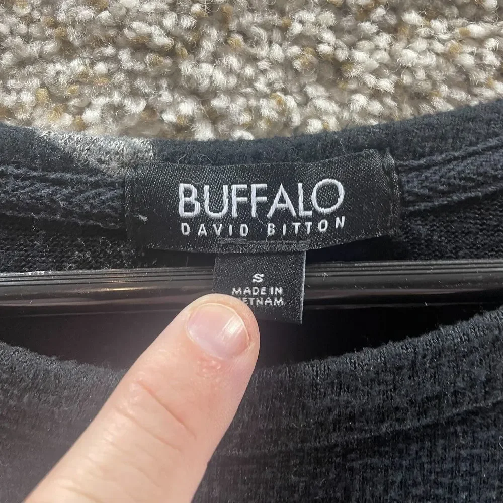 Buffalo David Bitton Sweater Womens Small Black Stars Oversized Pullover Ladies - Picture 6 of 11